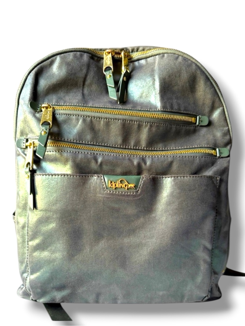 Kipling Gilded Metallic Green Tina Backpack